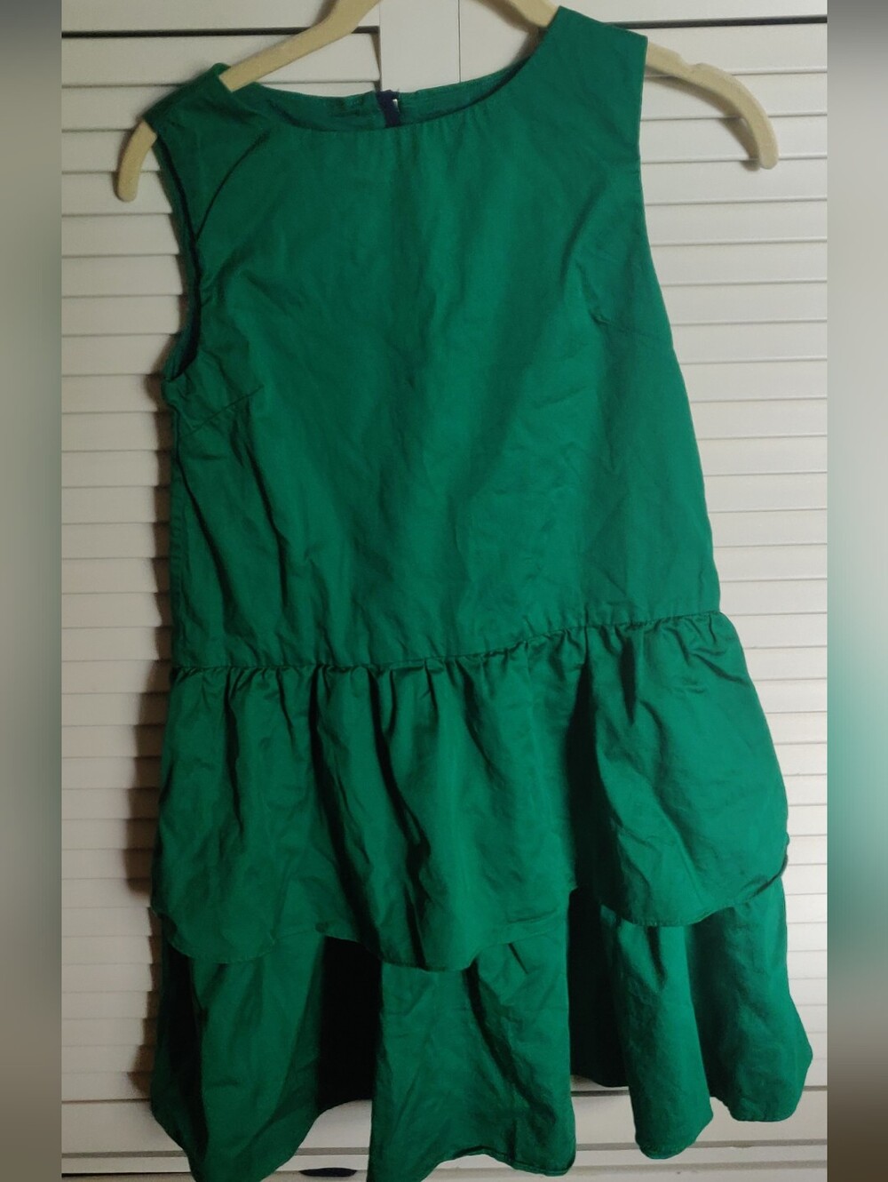 J. Crew Crewcuts Girls Kelly Emerald Green Tiered Sleeveless Dress Size 12